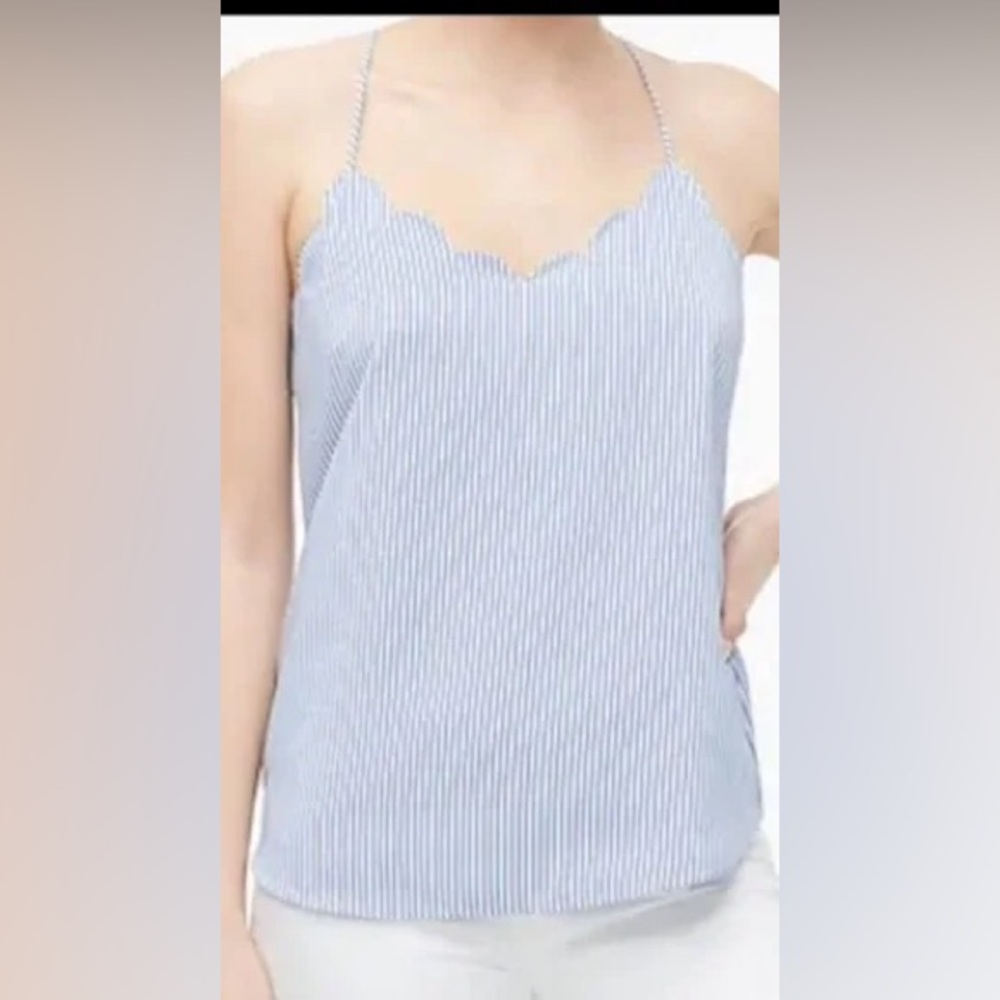 J Crew Striped Blue and White with Spaghetti Strips Women's Top size 14